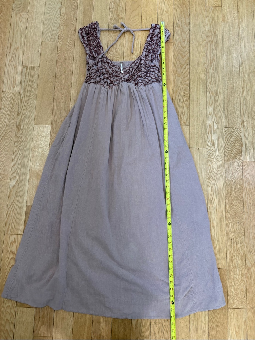 Free People Feel the Frill Midi Dress Mauve Smocked Ruffle Boho Chic Romantic - Picture 8 of 13